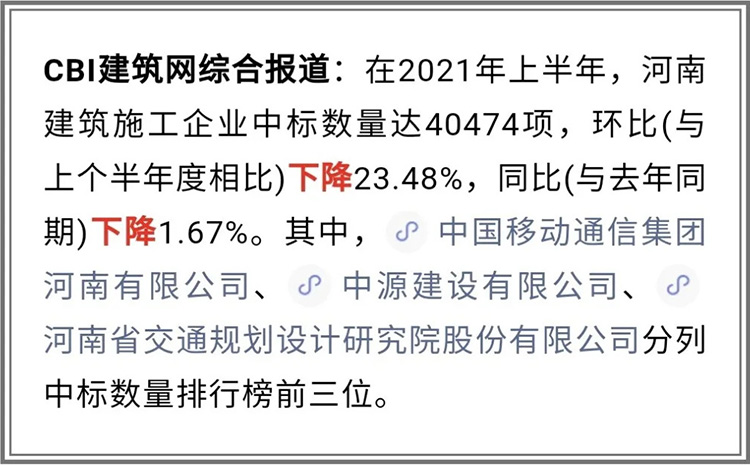 中州建設(shè)有限公司2021年上半年進(jìn)入全省建筑施工企業(yè)中標(biāo)100強(qiáng)